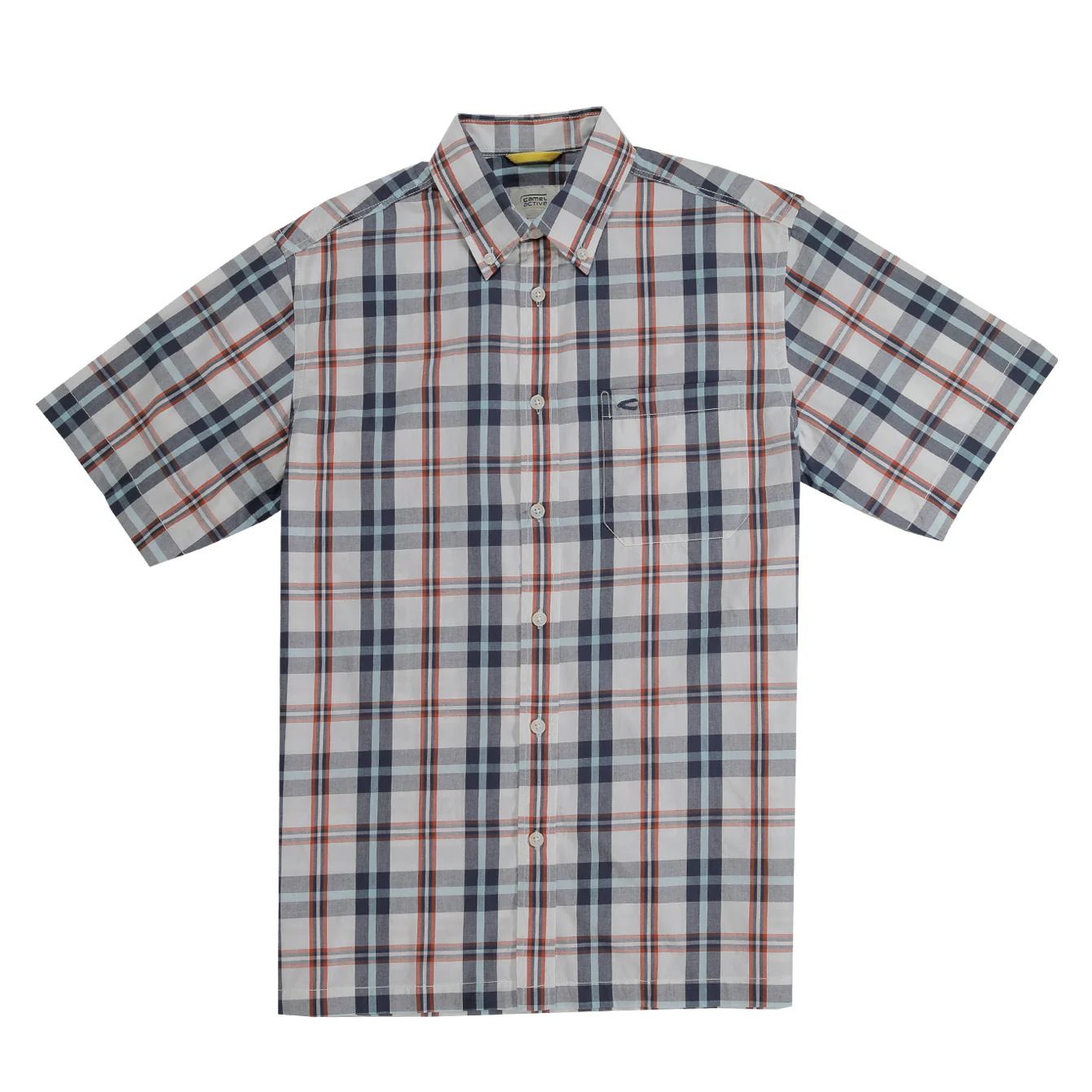 camel active Men Checkered Shirt - Regular Fit Smooth Cotton Poplin Blue Shirt 9-102AW24CHK1824