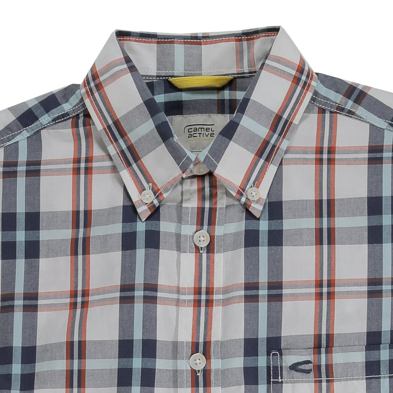 camel active Men Checkered Shirt - Regular Fit Smooth Cotton Poplin Blue Shirt 9-102AW24CHK1824 - Image 2