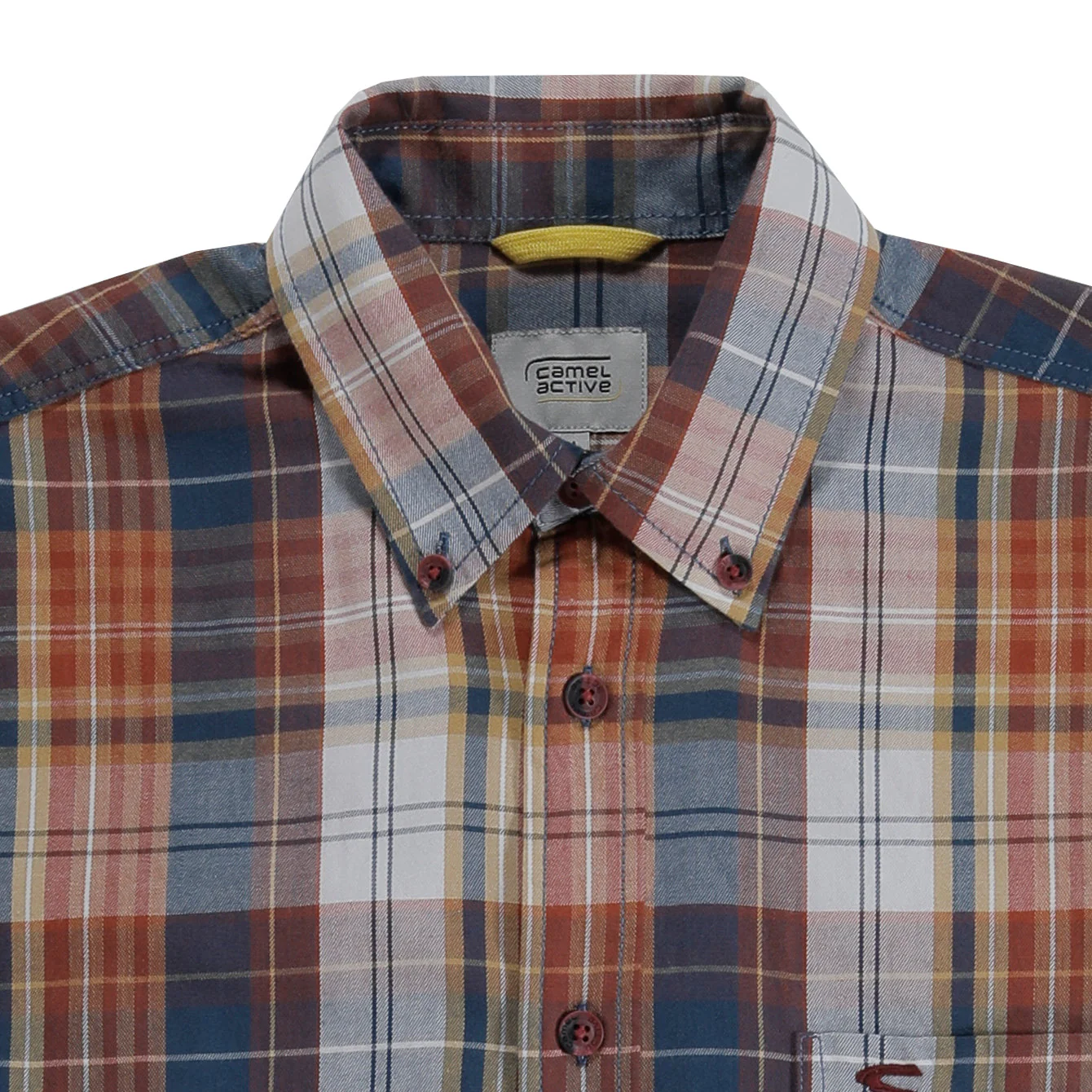 camel active Men Checkered Shirt - Regular Fit Structure Cotton Twill Deep Blue Shirt 9-102AW24CHK1826 - Image 2