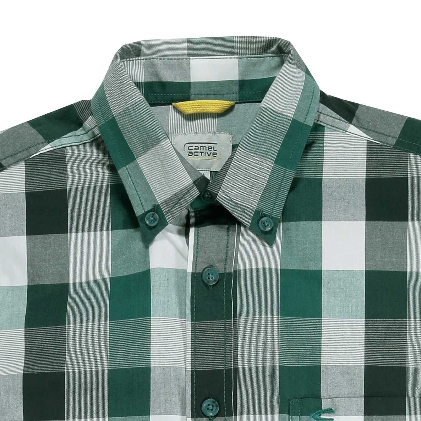 camel active Men Checkered Shirt - Regular Fit Smooth Cotton Poplin Green Shirt 9-102AW24CHK1825 - Image 2