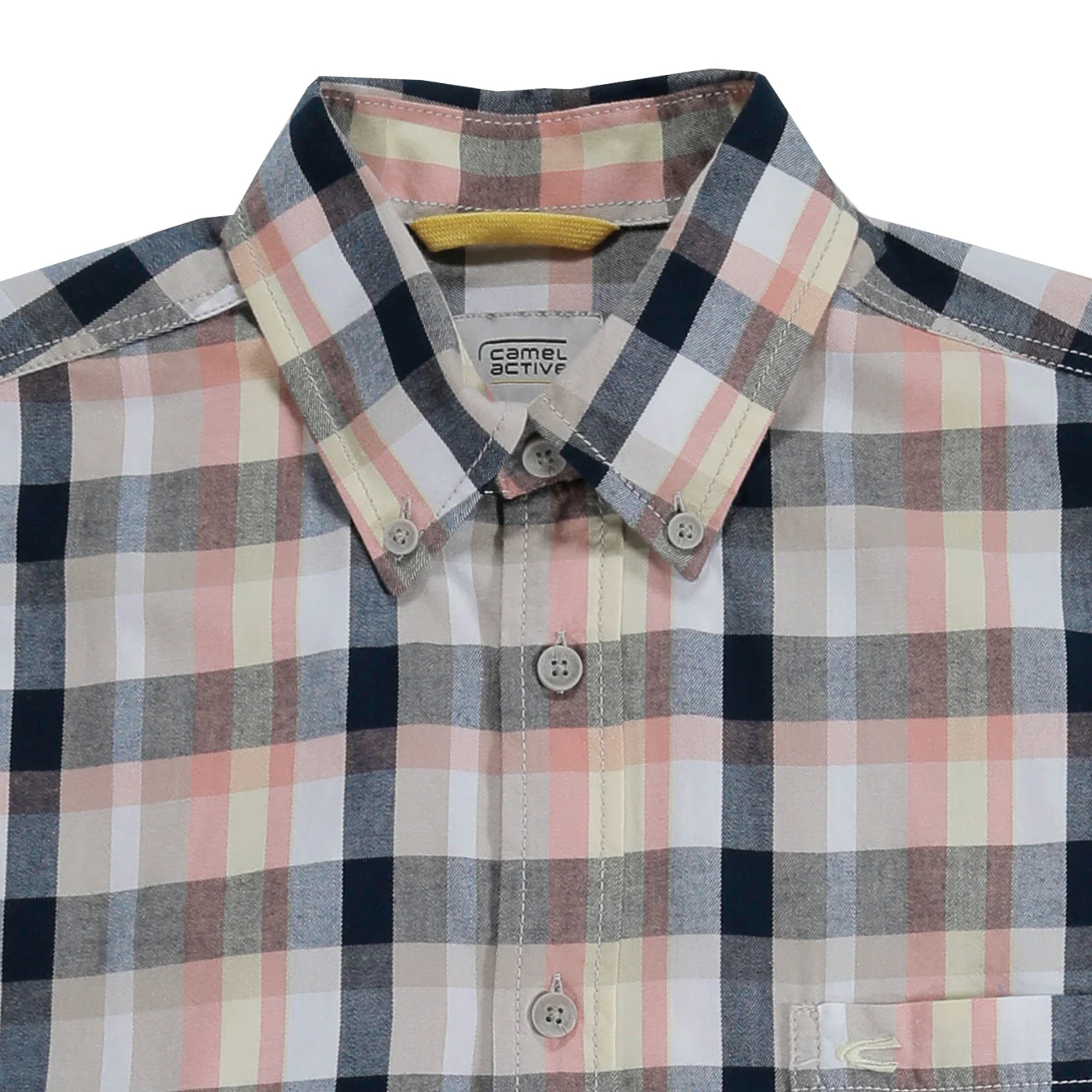 camel active Men Checkered Shirt - Regular Fit Structure Cotton Twill Peach Shirt 9-102AW24CHK1828 - Image 2
