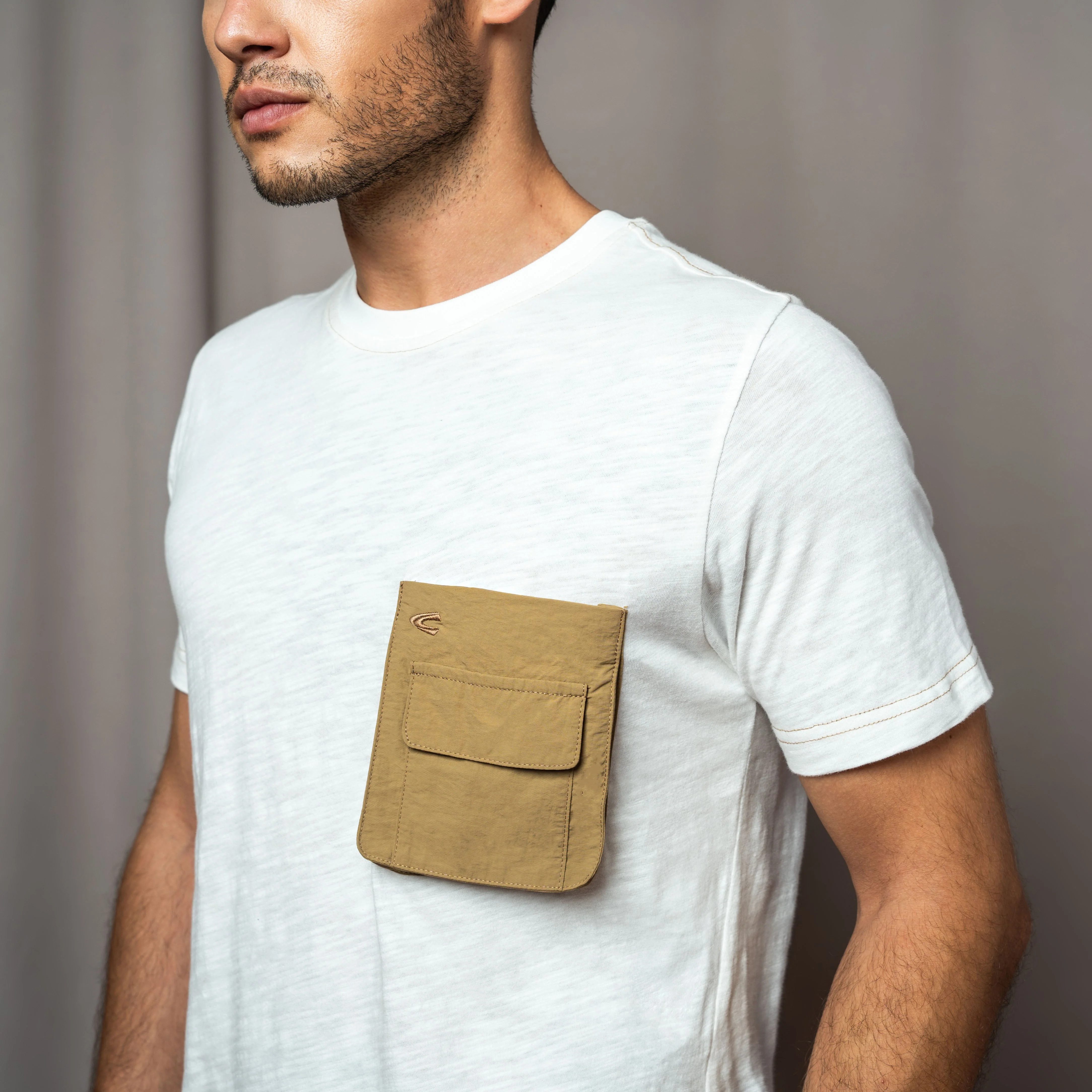camel active Men T-Shirt - Regular Fit Lightweight Cotton Slub Off White Tee 282-AW24H2863 - Image 2