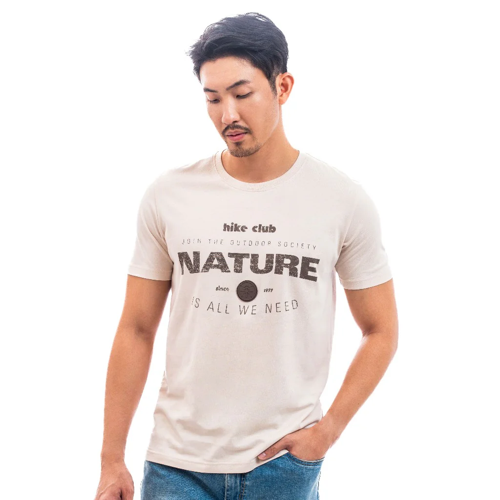 camel active Men T-shirt - Regular Fit 100% Cotton Graphic Print and Badge Cream Tee 282-SS24H2817 - Image 2
