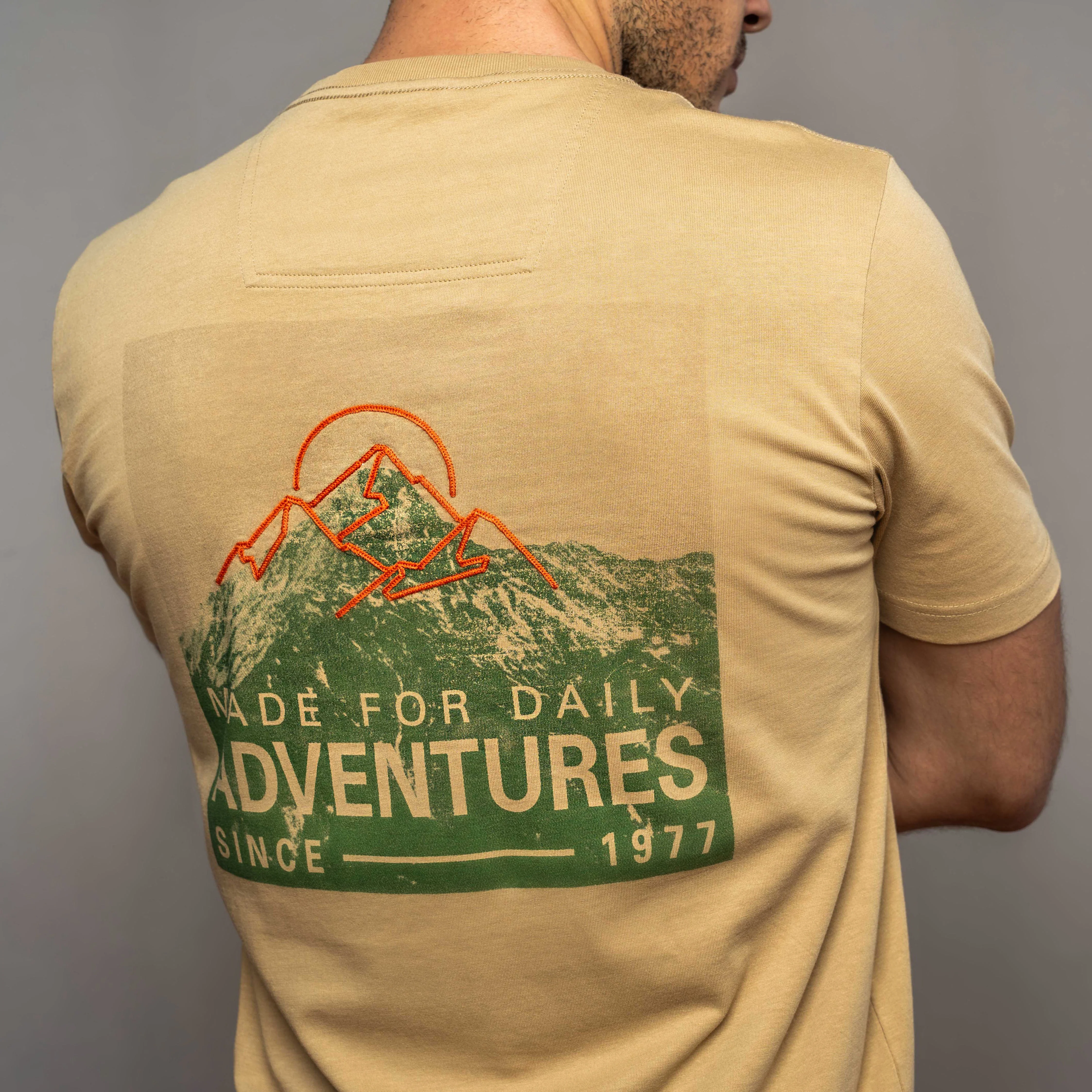camel active Men T-Shirt - Regular Fit 100% Soft Cotton Graphic Print Beige Tee 282-AW24H2860 - Image 3