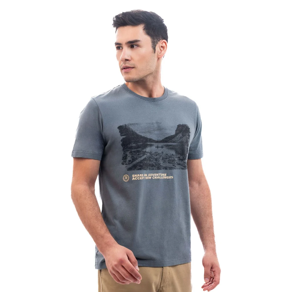 camel active Men T-shirt - Regular Fit 100% Cotton Graphic Print Deep Green Tee 282-SS24H2816 - Image 2