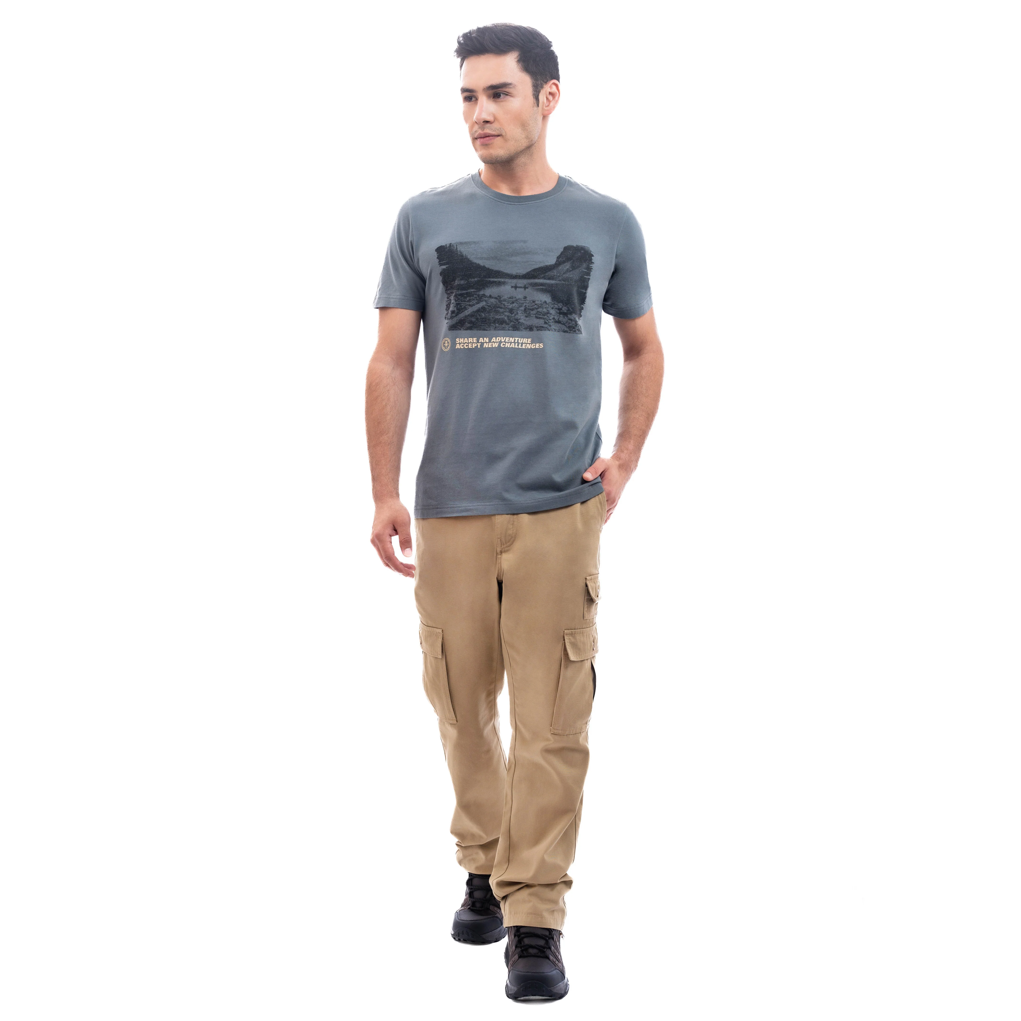 camel active Men T-shirt - Regular Fit 100% Cotton Graphic Print Deep Green Tee 282-SS24H2816 - Image 3