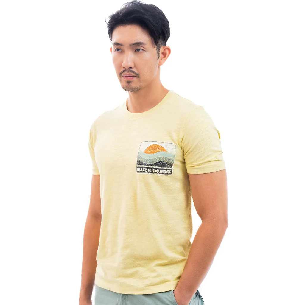 camel active Men T-shirt - Regular Fit Lightweight Cotton Slub Lemon Yellow Tee 282-SS24H2822