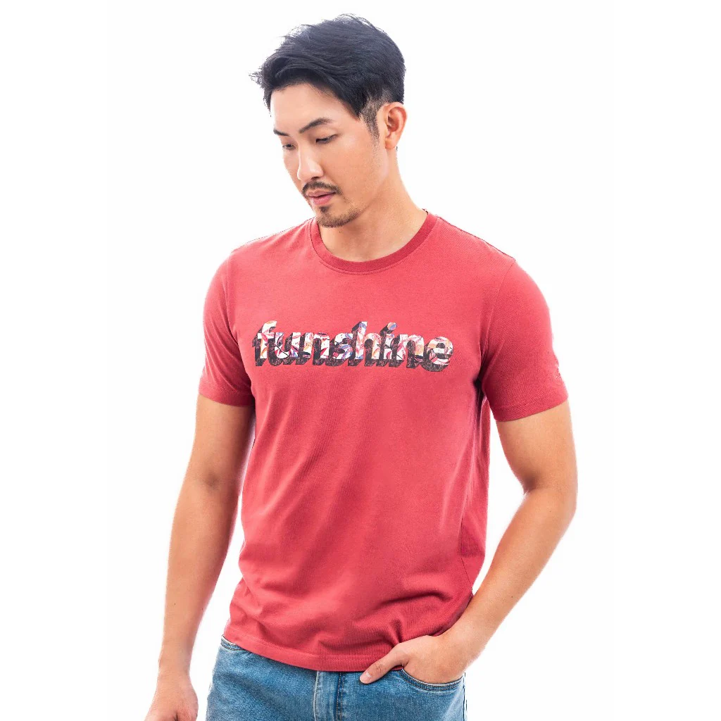 camel active Men T-shirt - Regular Fit 100% Cotton Graphic Print Rose Gold Tee 282-SS24H2818