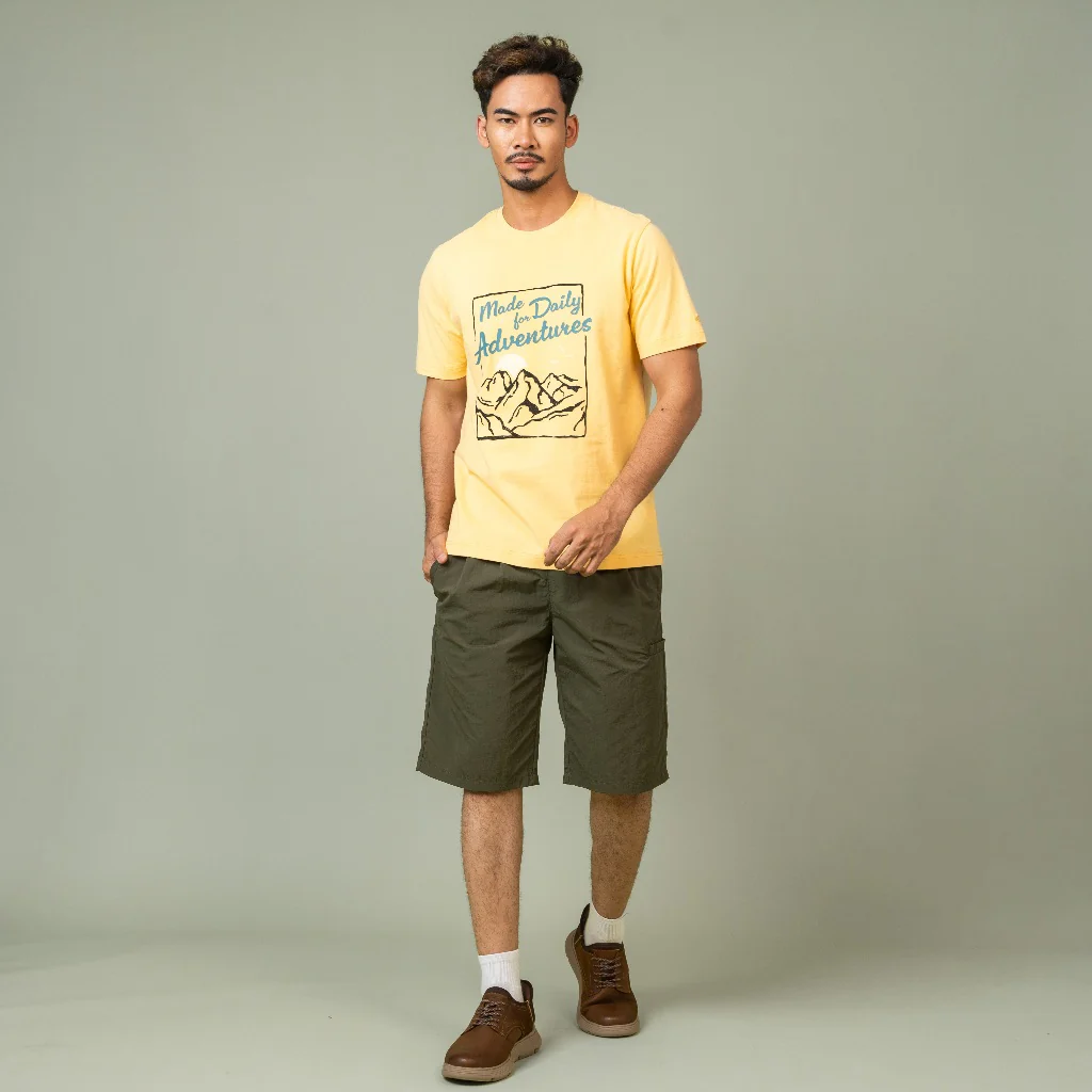 camel active Men T-shirt - Regular Fit 100% Soft Cotton Yellow Tee 282-SS25H2899 - Image 3