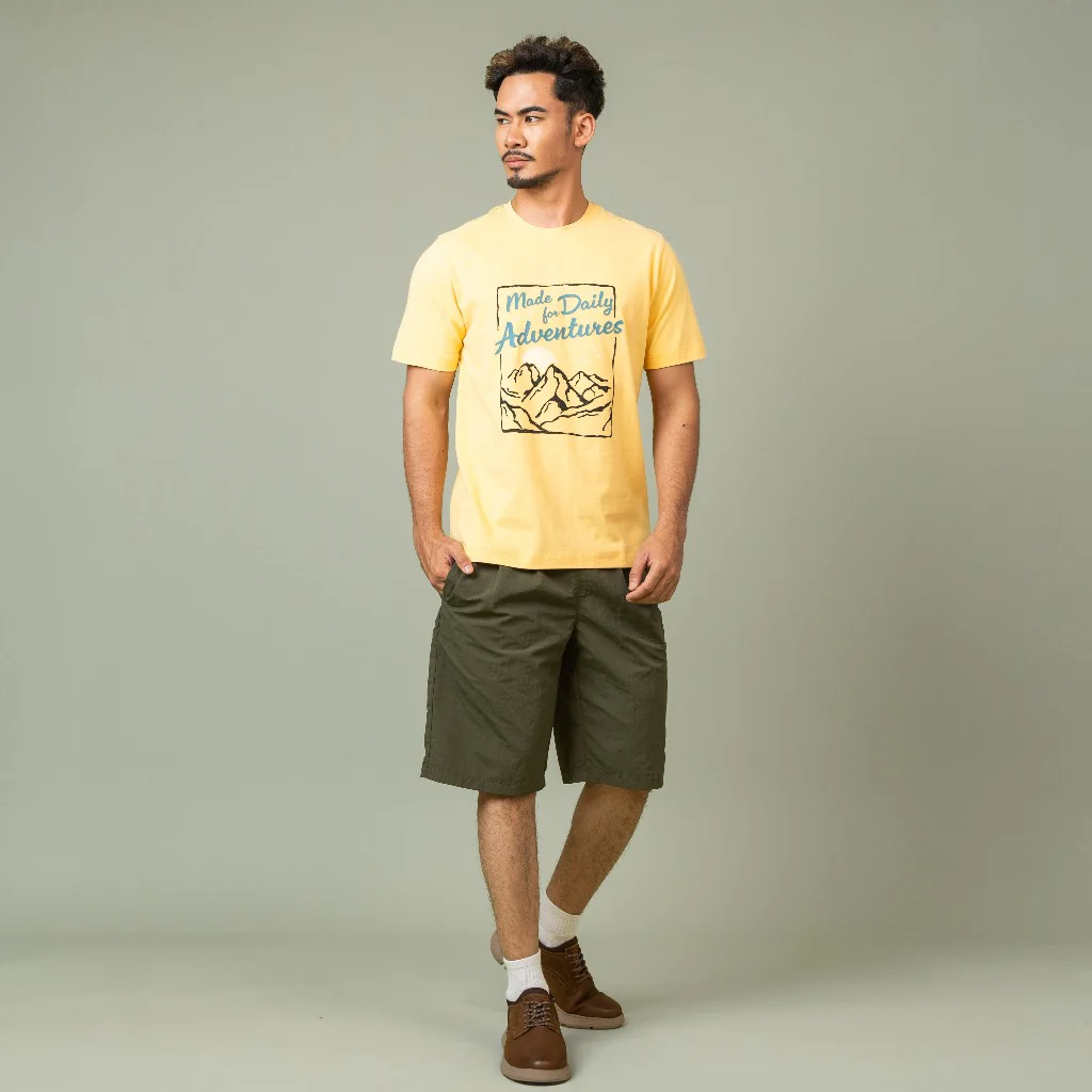 camel active Men T-shirt - Regular Fit 100% Soft Cotton Yellow Tee 282-SS25H2899 - Image 4