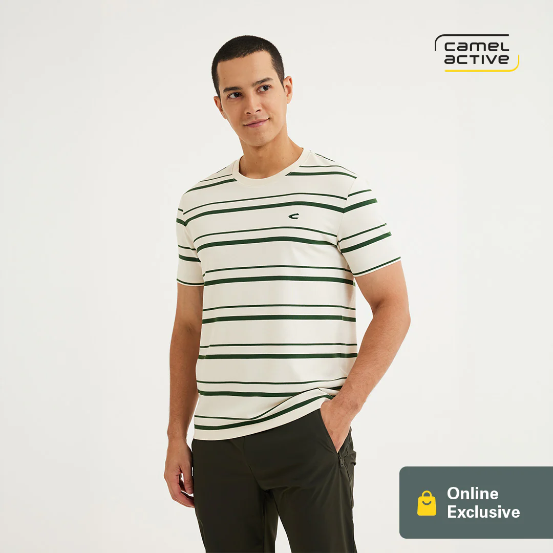 [Online Exclusive] camel active Men T-Shirt - Regular Fit Premium Cotton Blend Tee 282-AW24C2875A