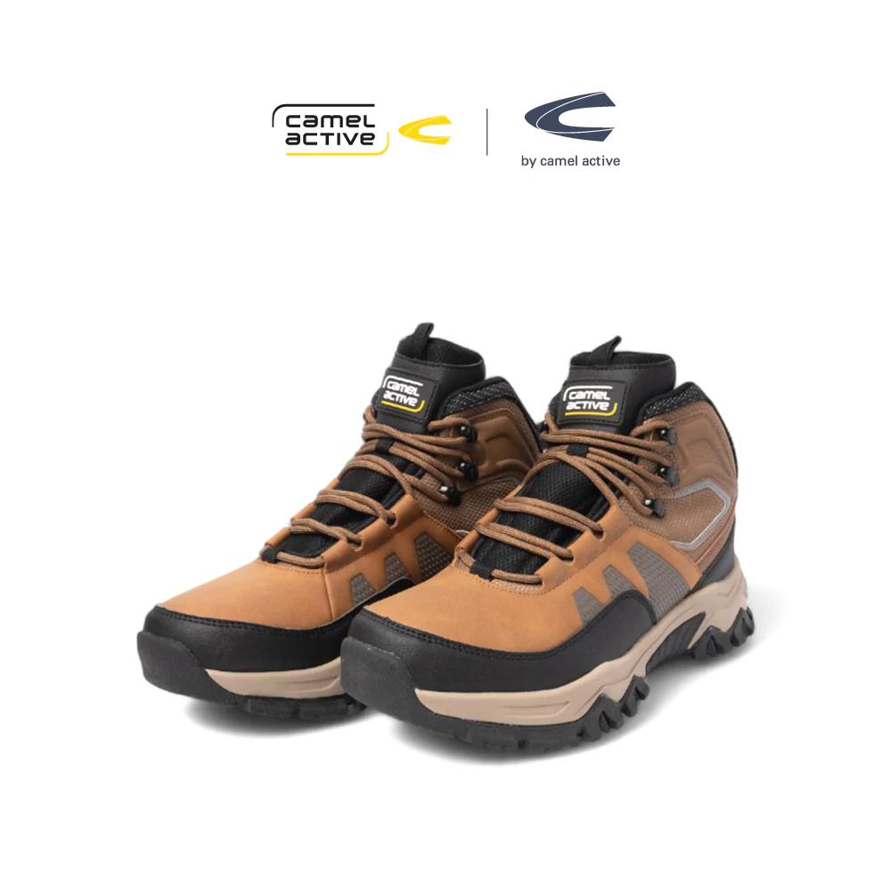 camel active Men Tan REGAN PU Nylon Lace Up Boots 882550-WA1SPSV-8-TAN