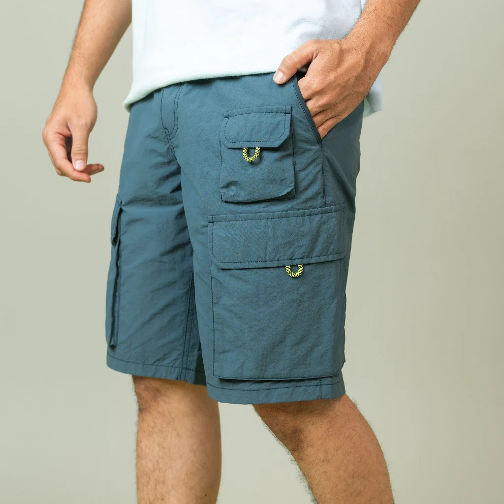 camel active Men Water-Repellent Cargo Shorts - Regular Fit Performance Nylon Teal Short Pants  303-SS25H0923 - Image 4