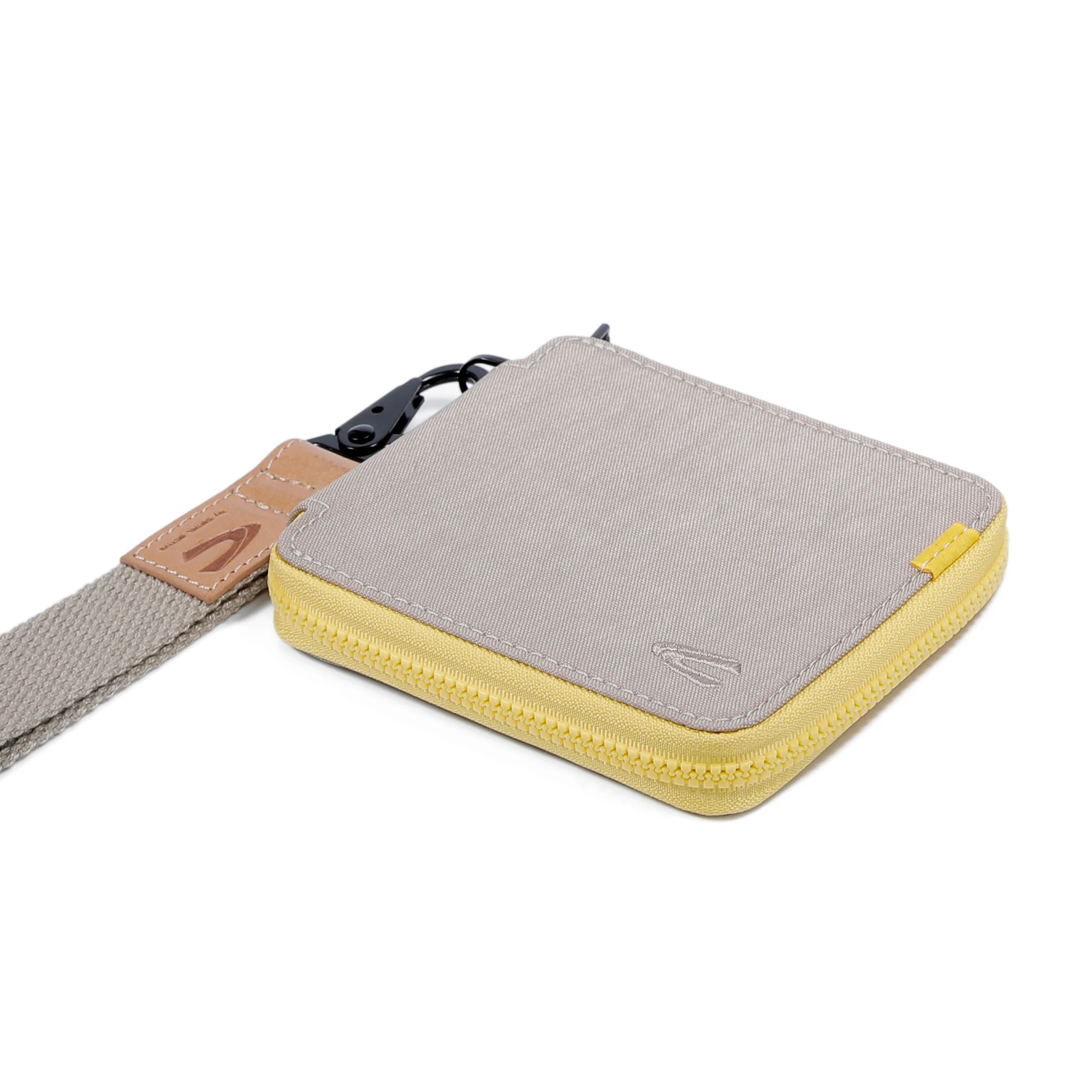 Zip Bi Fold Wallet Crinkle Nylon 8 Card Compartments Beige - Image 5