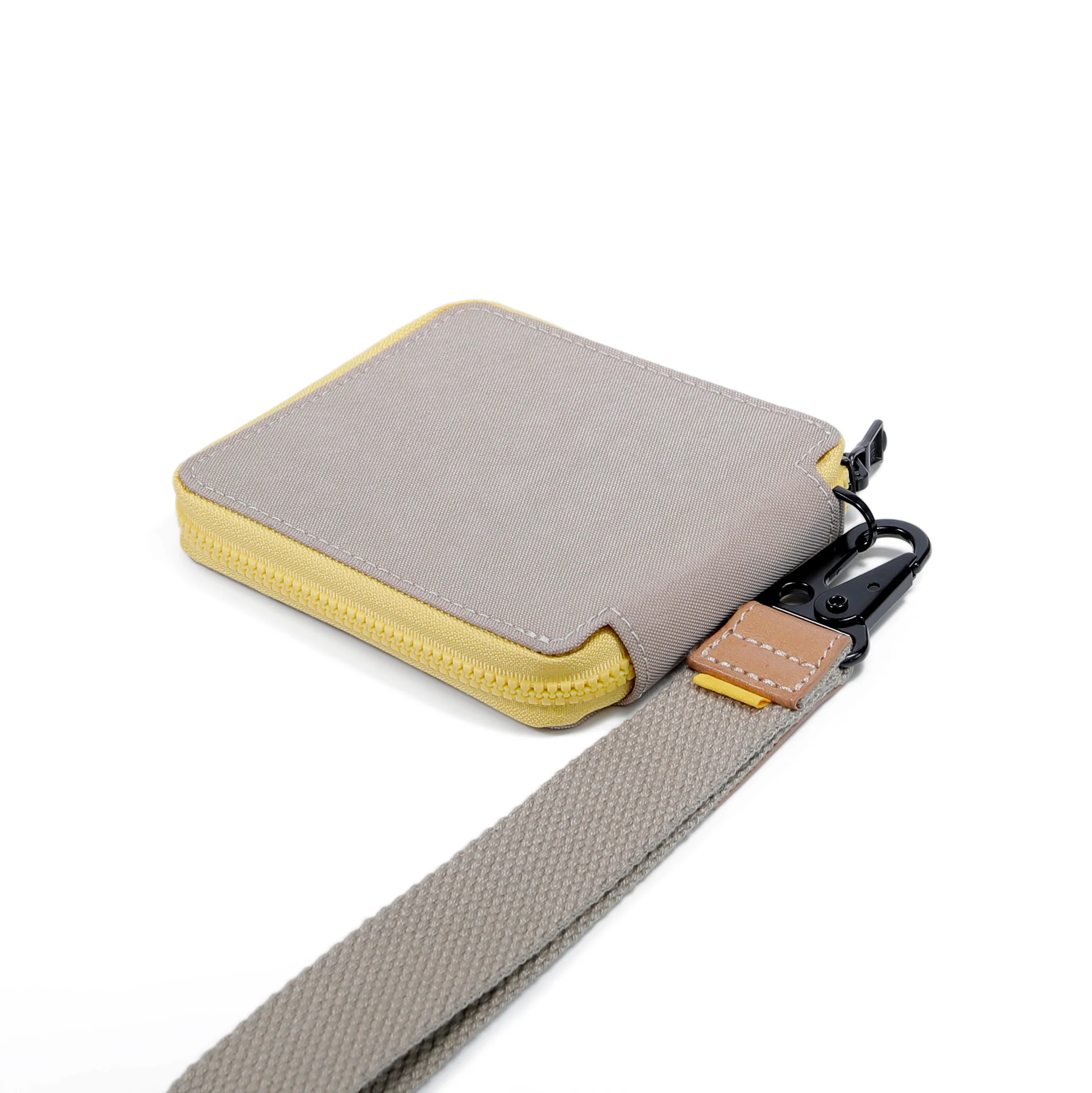 Zip Bi Fold Wallet Crinkle Nylon 8 Card Compartments Beige - Image 6