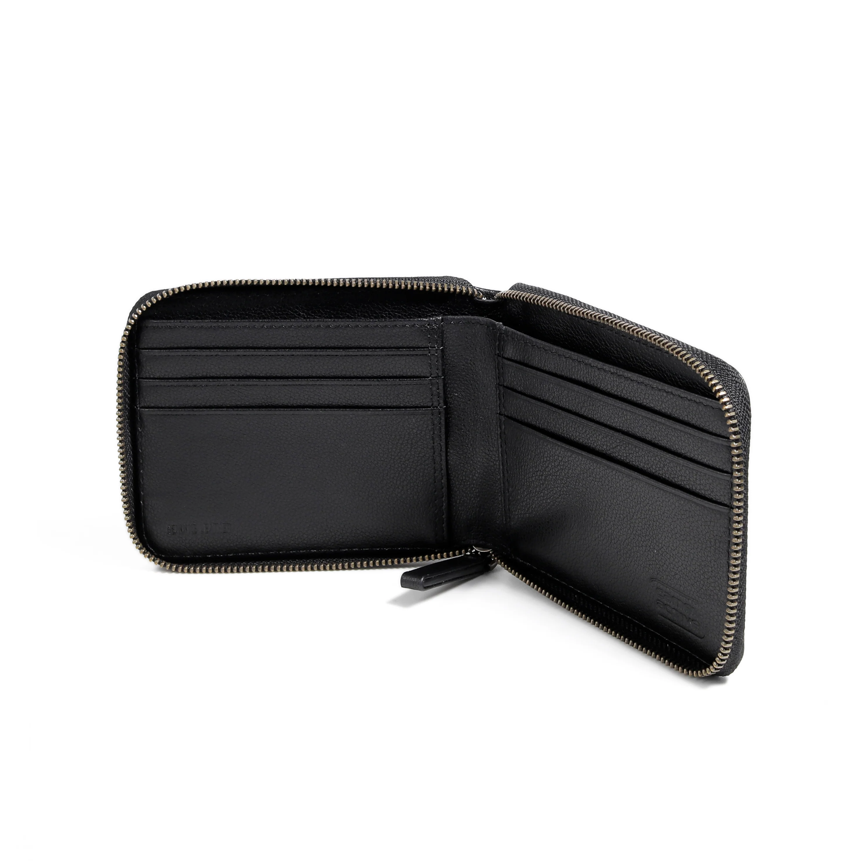 Zip Genuine Leather Bi Fold Wallet 6 Card Compartments Irregular Grainy Finished Black ZSW5B15GY5#BLK - Image 3