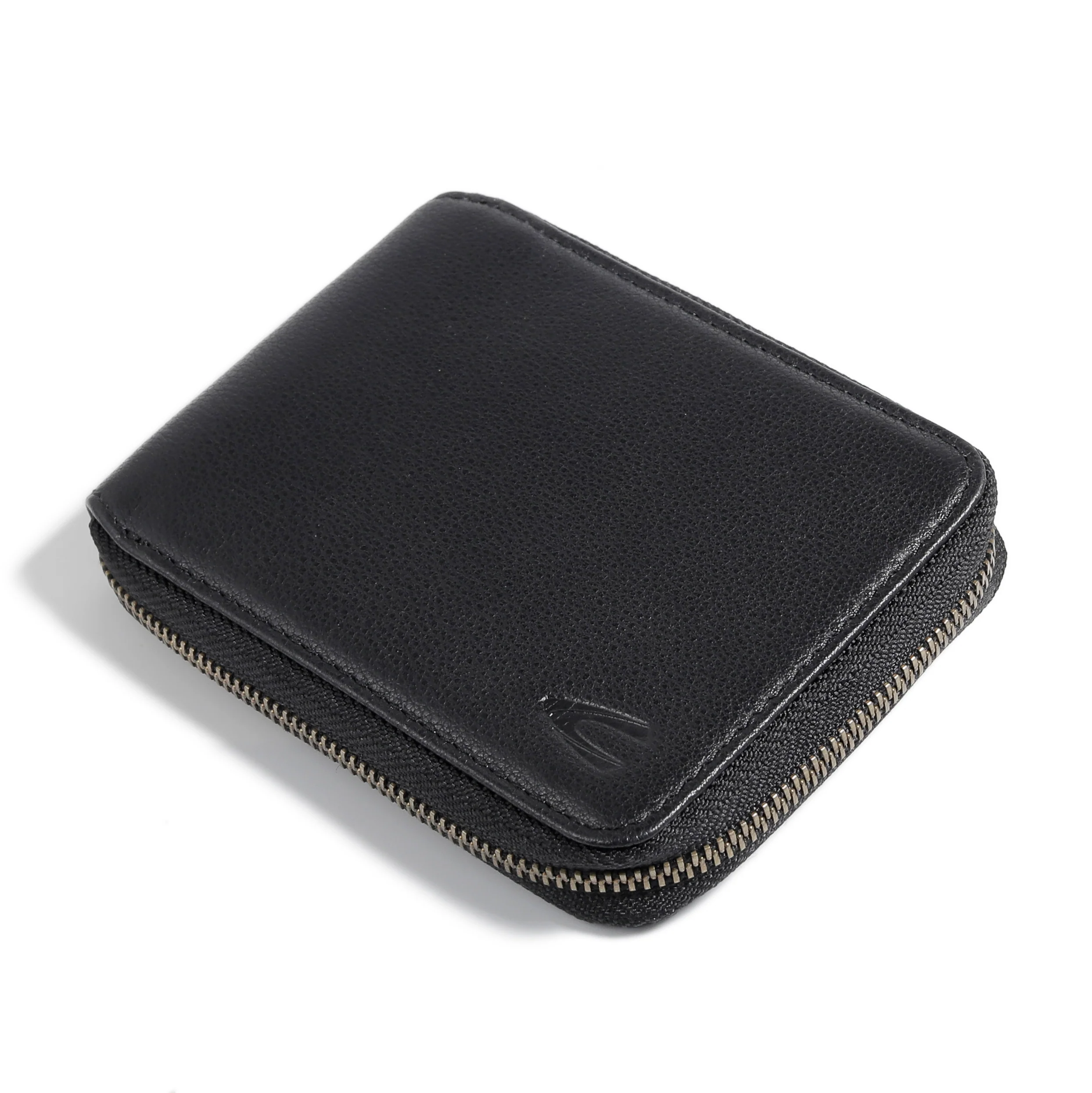 Zip Genuine Leather Bi Fold Wallet 6 Card Compartments Irregular Grainy Finished Black ZSW5B15GY5#BLK - Image 5