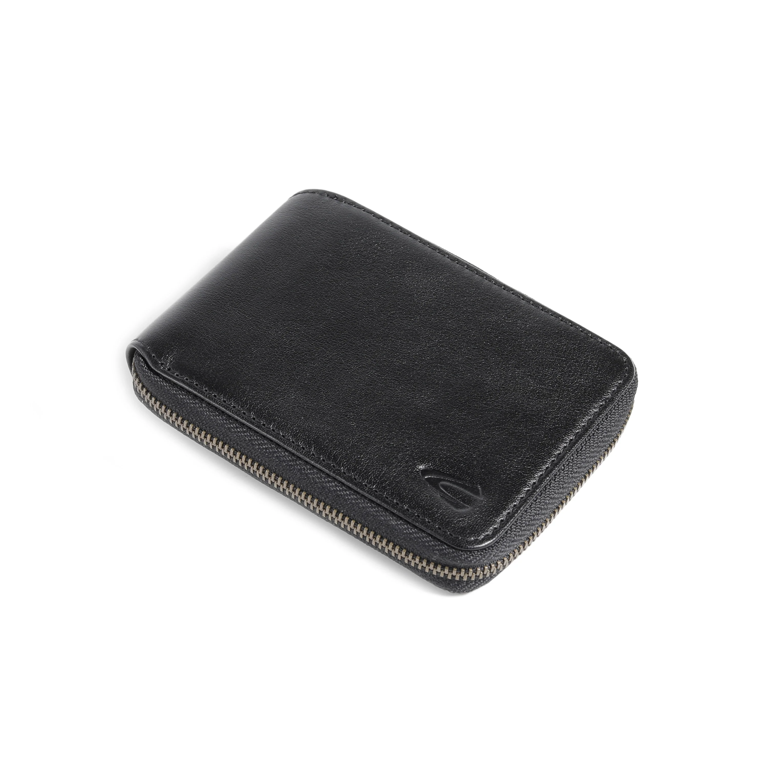 Zip Genuine Leather Bi Fold Wallet 6 Card Compartments Milled Grainy Finished Black ZSW4810WM4#BLK