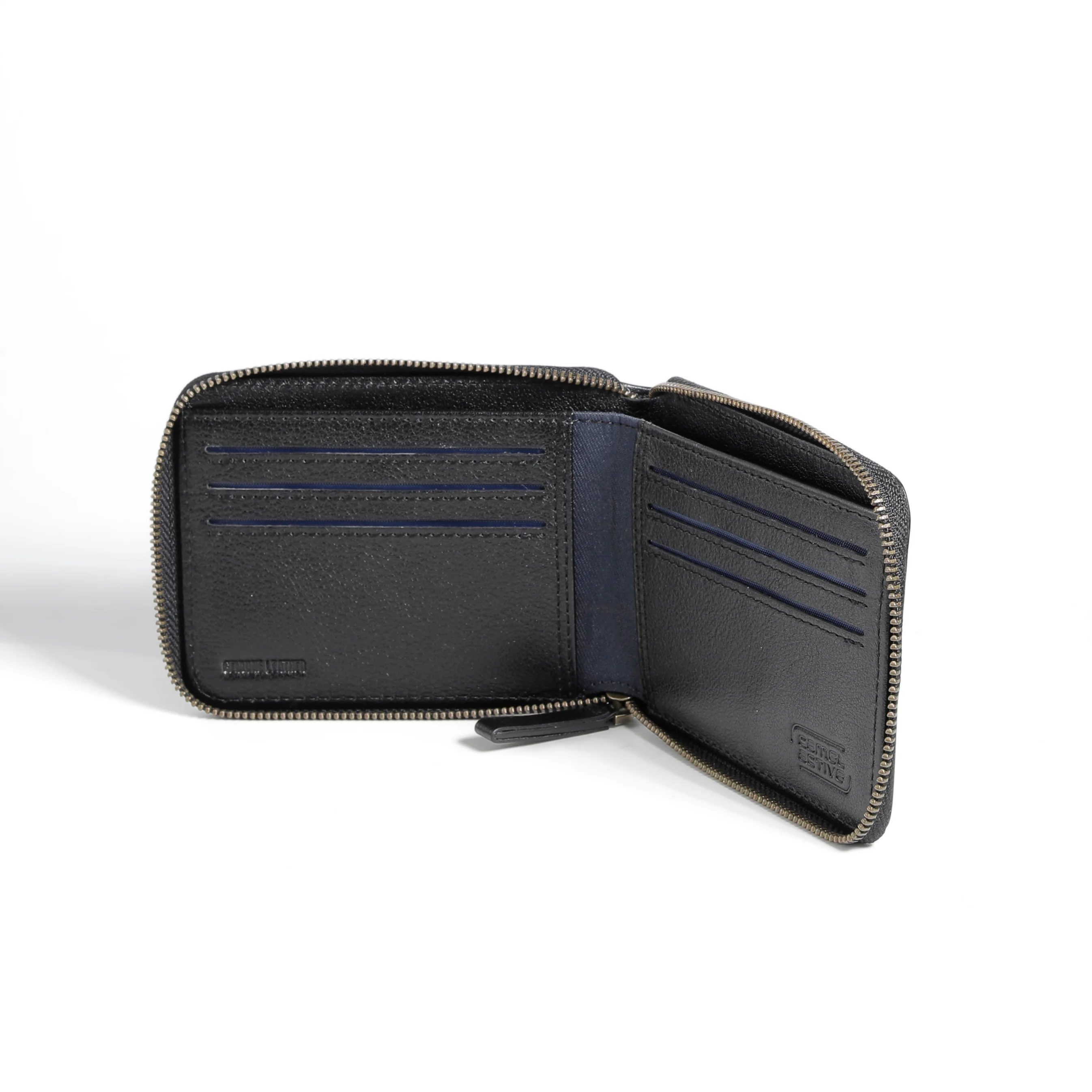 Zip Genuine Leather Bi Fold Wallet 6 Card Compartments Milled Grainy Finished Black ZSW4810WM4#BLK - Image 4