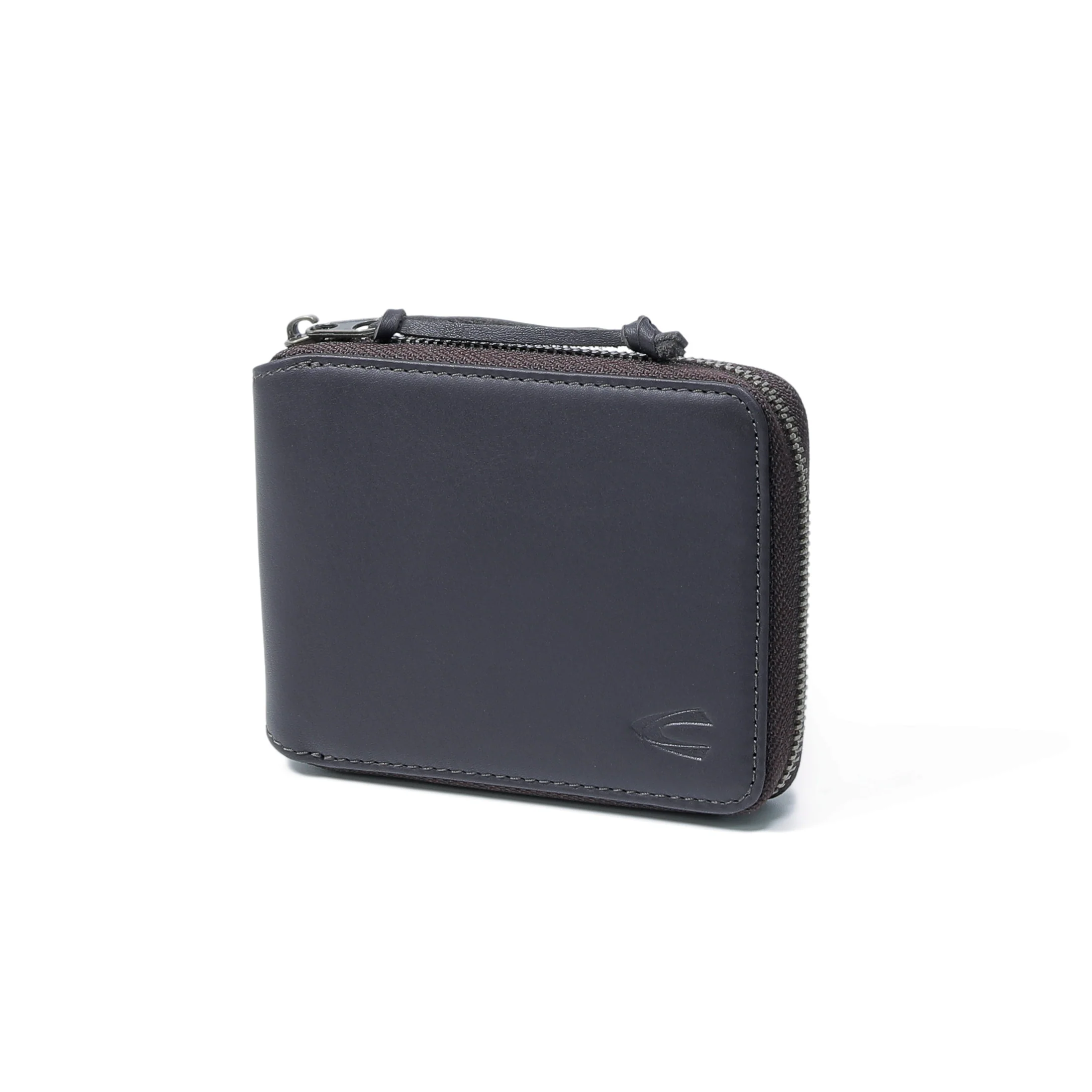 Zip Genuine Leather Bi Fold Wallet 6 Card Compartments Stamped Finished Dark Brown - Image 4