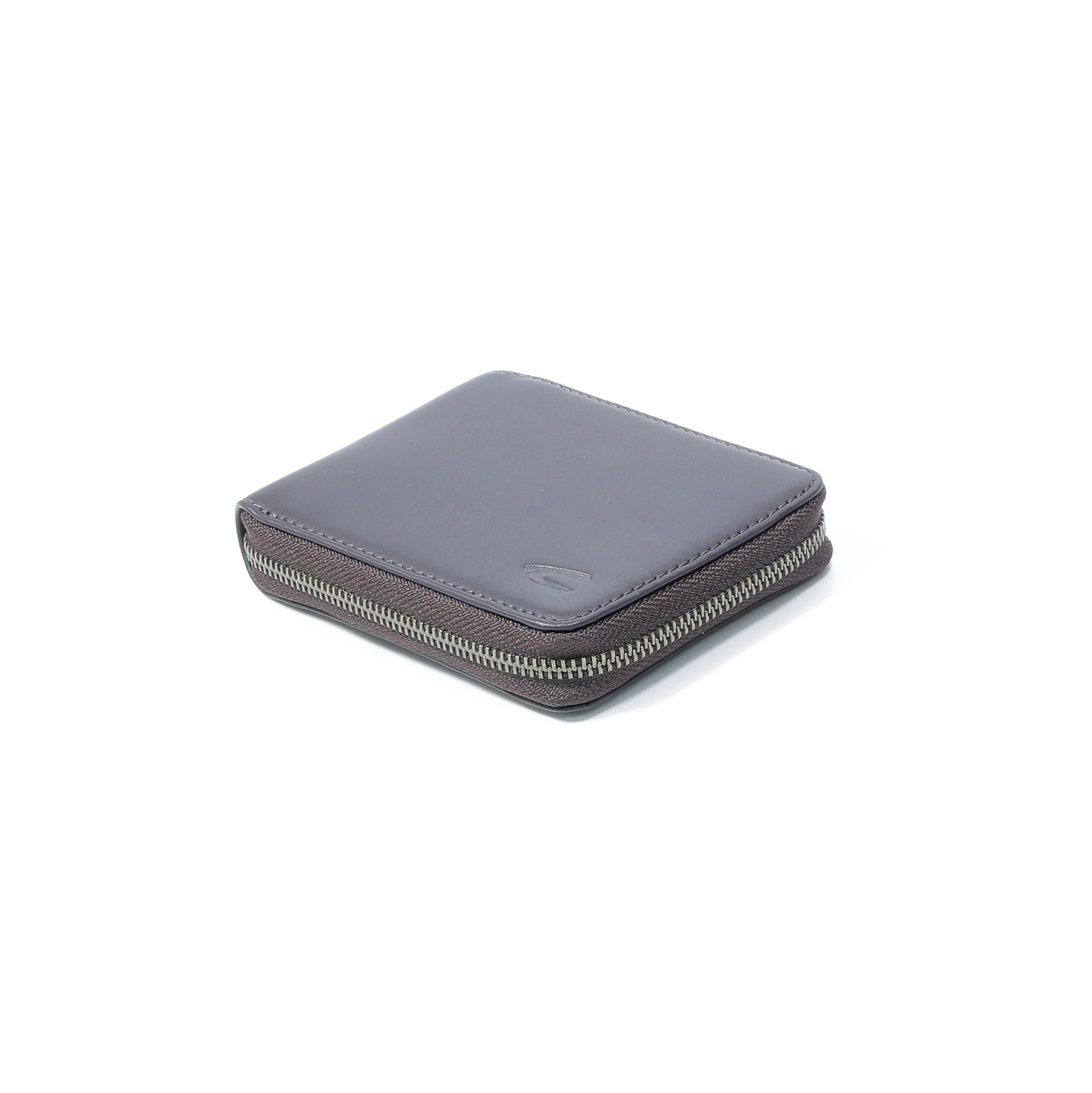 Zip Genuine Leather Bi Fold Wallet 6 Card Compartments Stamped Finished Dark Brown - Image 5