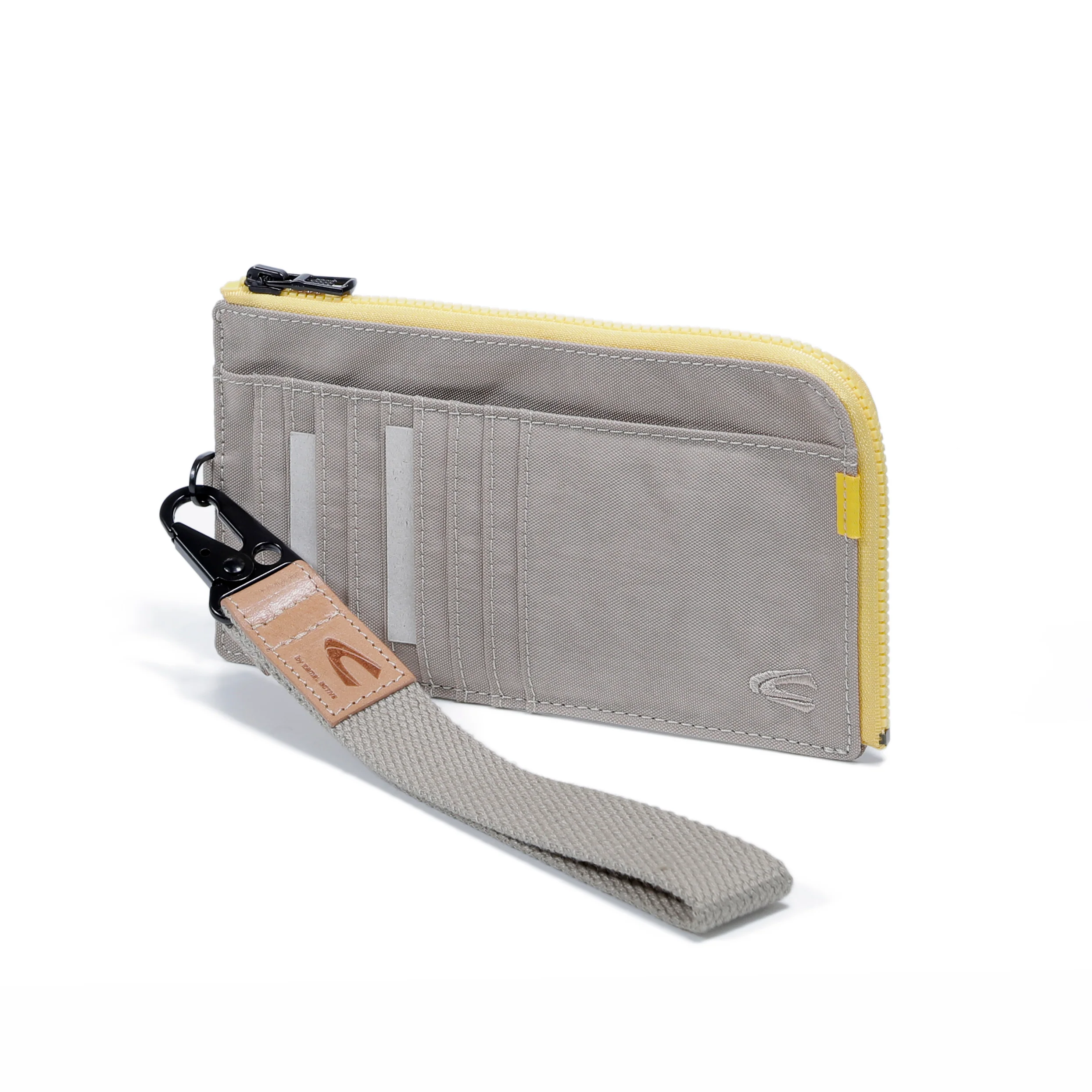 Zip Long Wallet Pouch Crinkle Nylon 9 Card Compartments Beige - Image 2