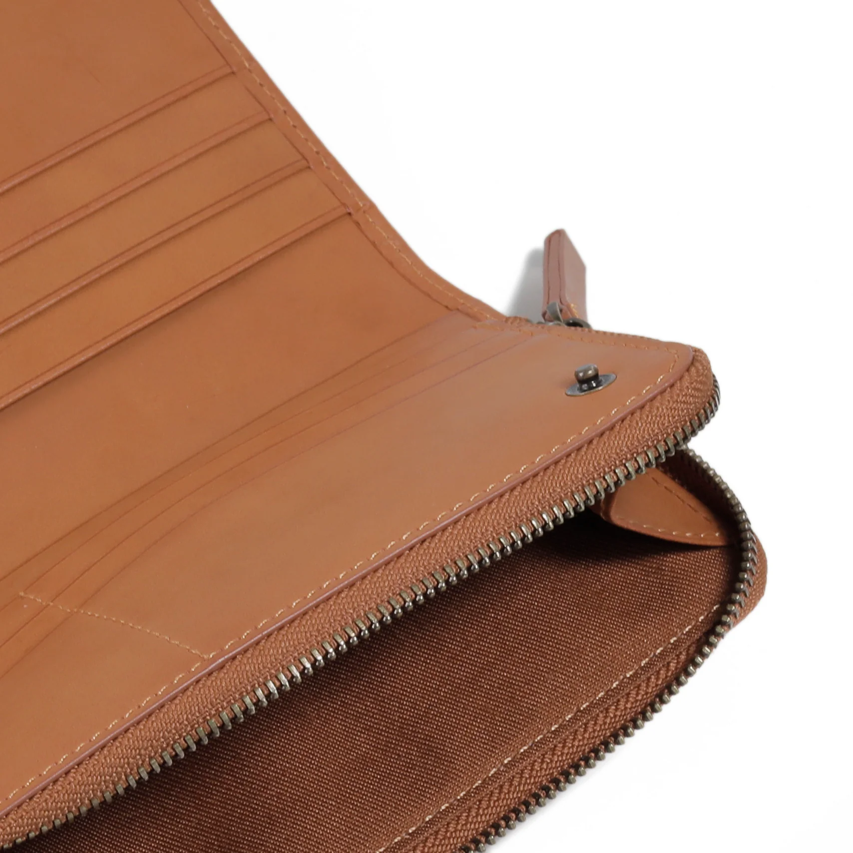 Zip Genuine Leather Long Wallet Pouch 12 Card Compartments Waxy Finished Brown LWP4609TB4#BRN - Image 6