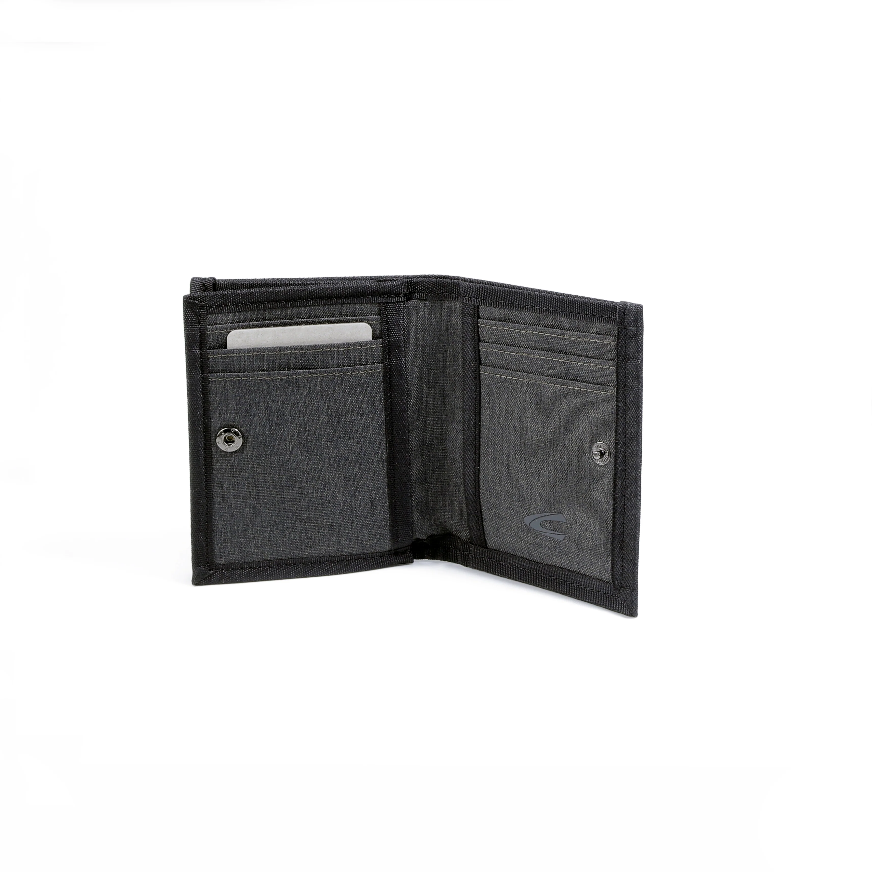 Zip Vertical Nylon Bi Fold Wallet 6 Card Compartments Black ZVW4602NL4#BLK - Image 3
