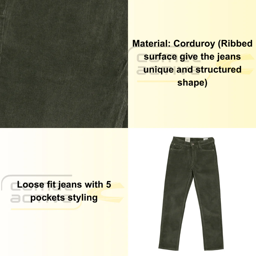camel active Men's Jeans - 208 Loose Fit  Corduroy Dark Olive Jeans 9-208X26CDB549 - Image 2