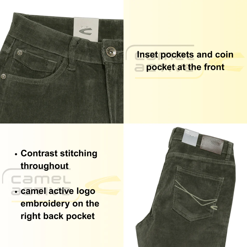 camel active Men's Jeans - 208 Loose Fit  Corduroy Dark Olive Jeans 9-208X26CDB549 - Image 3