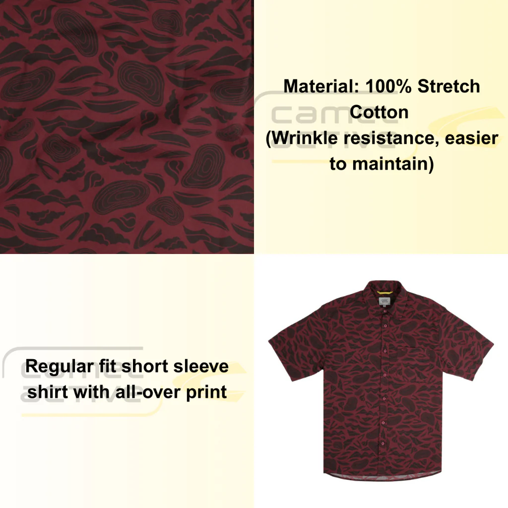 camel active Men's Short Sleeve Shirt - Regular Fit Stretch Cotton Red Shirt 9-102X26PRT1891 - Image 2