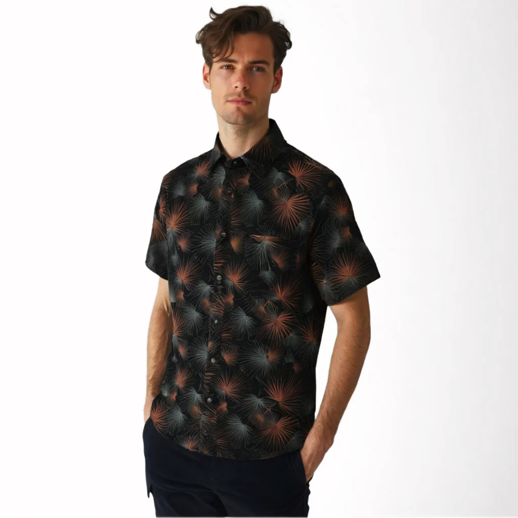 camel active Men's Short Sleeve Shirt - Regular Fit Stretch Cotton Charcoal Shirt 9-102X26PRT1889