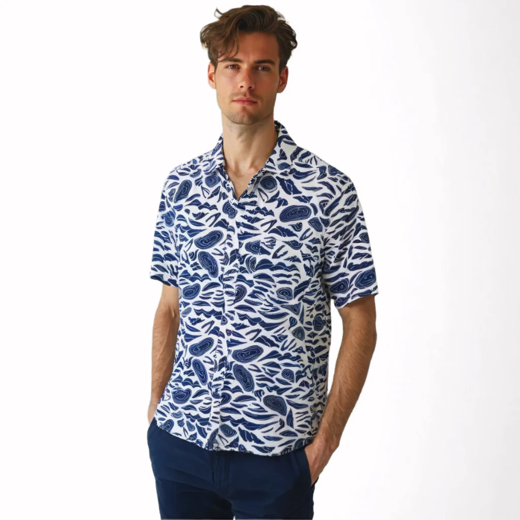 camel active Men's Short Sleeve Shirt - Regular Fit Stretch Cotton Blue Shirt 9-102X26PRT1890