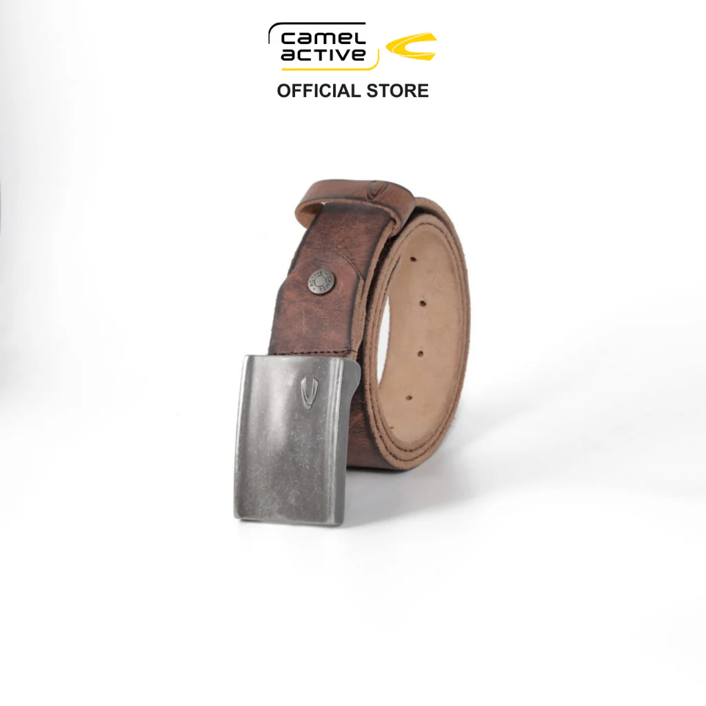 camel active Men's Genuine Cowhide Leather Belt Brushed Finished - Brown 1671HRG-23#BRN