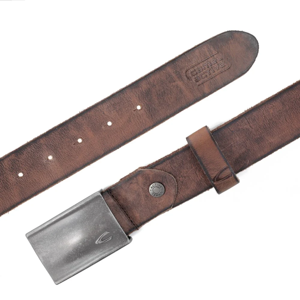 camel active Men's Genuine Cowhide Leather Belt Brushed Finished - Brown 1671HRG-23#BRN - Image 4