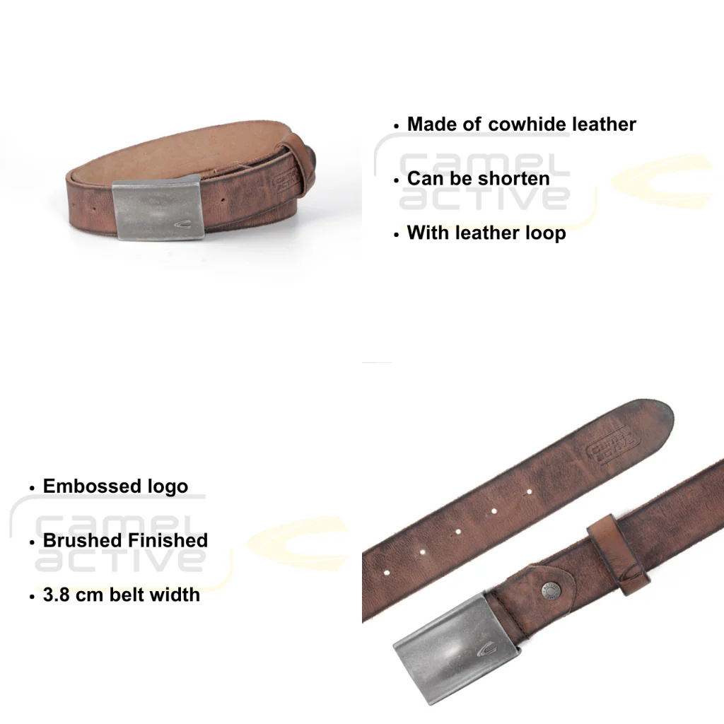 camel active Men's Genuine Cowhide Leather Belt Brushed Finished - Brown 1671HRG-23#BRN - Image 5
