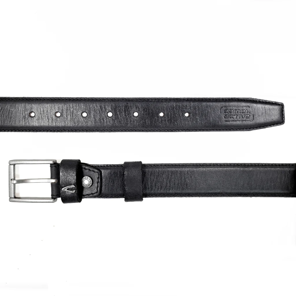 camel active Men's Genuine Cowhide Leather Belt Premium Waxy Finished With Raw Edge - Black 1662HRG-23#BLK - Image 4