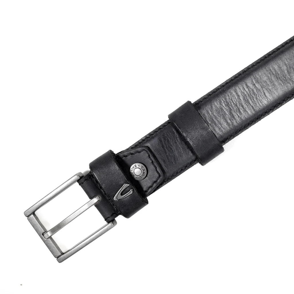 camel active Men's Genuine Cowhide Leather Belt Premium Waxy Finished With Raw Edge - Black 1662HRG-23#BLK - Image 5