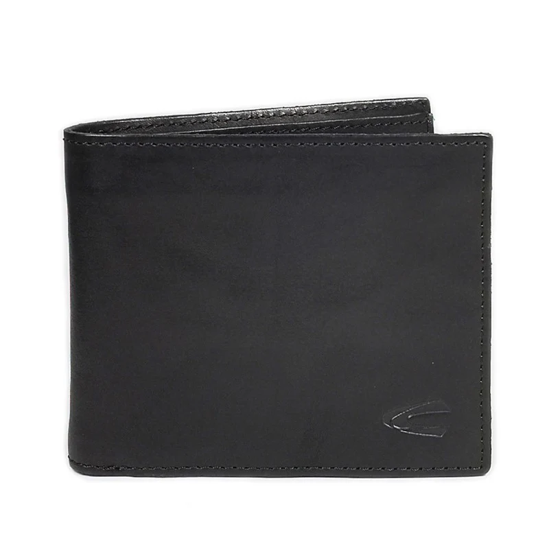 camel active Men's Genuine Cowhide Leather Bi Fold Wallet 11 Card Slots Raw Edge Finished - Black SBF0605GO0#BLK - Image 2