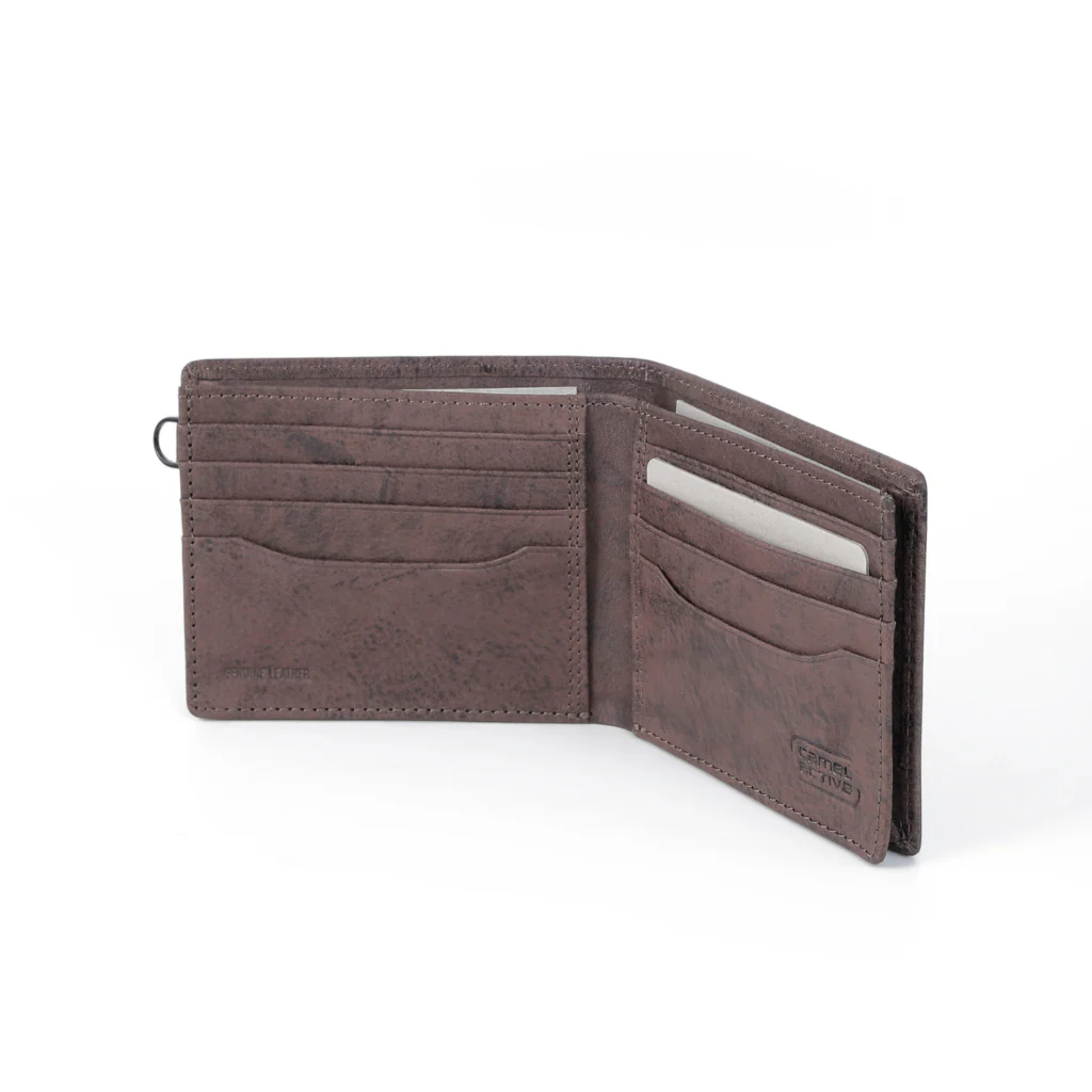 camel active Men's Genuine Cowhide Leather Bi Fold Wallet 12 Card Slots - Dark Brown ESW3613SG3#DBN - Image 4