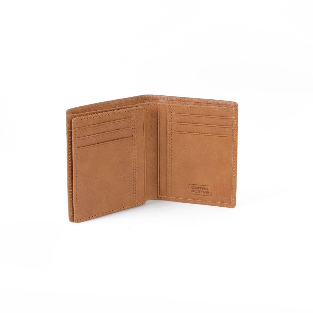 camel active Men's Genuine Cowhide Leather Bi Fold Wallet 12 Card Slots Milled Finished- Brown VWF3607MG3#BRN - Image 4