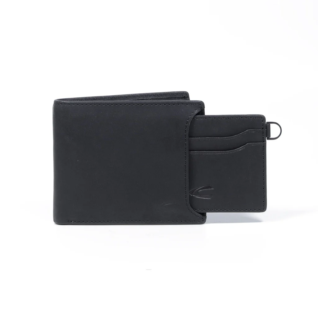 camel active Men's Genuine Cowhide Leather Bi Fold Wallet 15 Card Slots Wax Finished - Black SBF2610EL2#BLK - Image 2