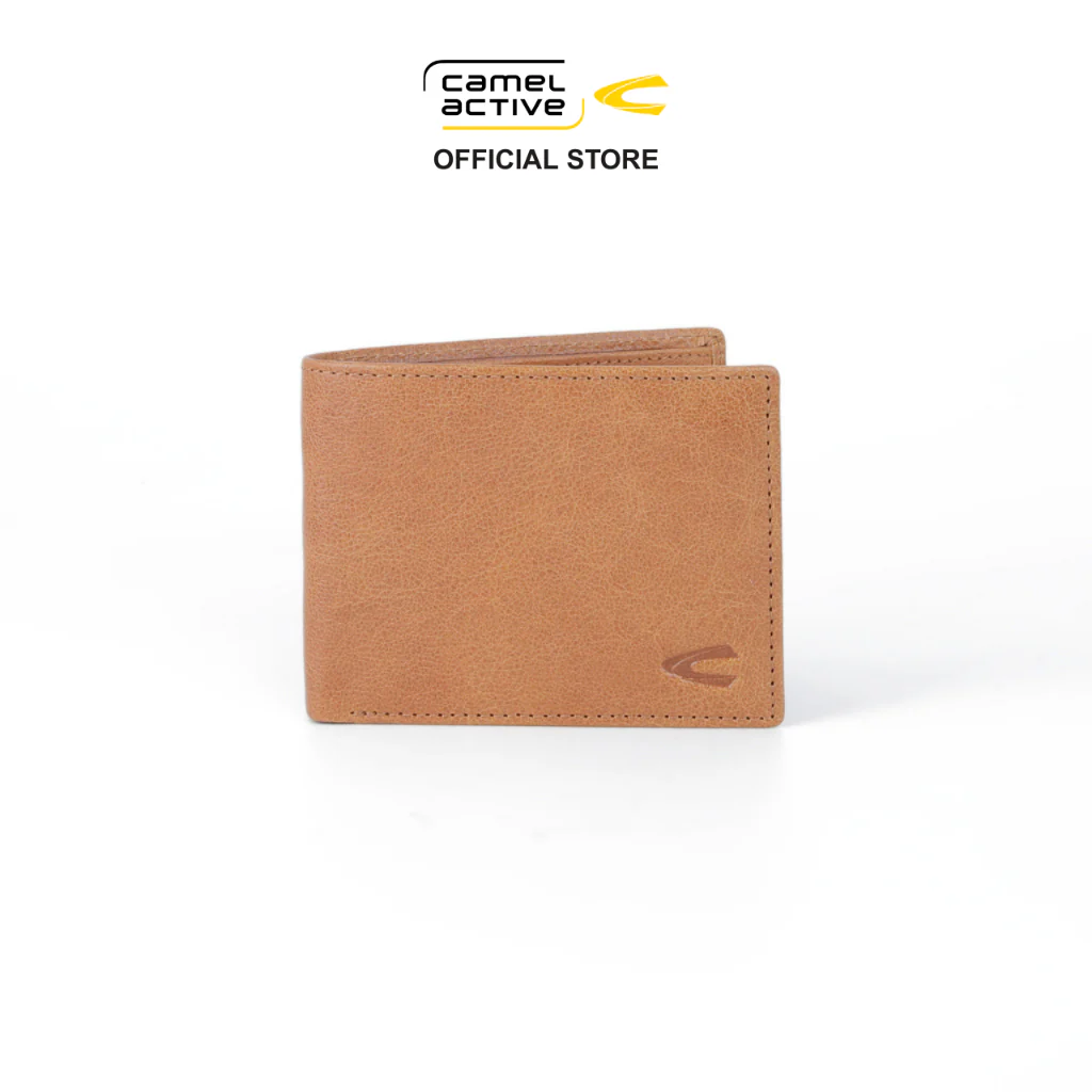 camel active Men's Genuine Cowhide Leather Bi Fold Wallet 5 Card Slots Milled Finished - Brown SCW3604MG3#BRN