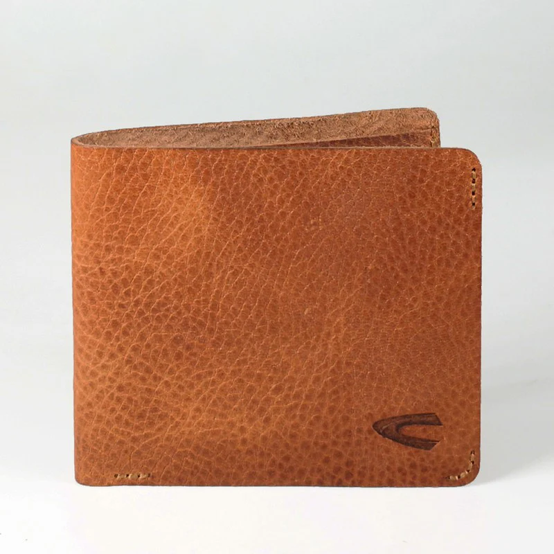 camel active Men's Genuine Cowhide Leather Bi Fold Wallet 6 Card Slots Pull Up Finished - Brown SW0601AN0#BRN