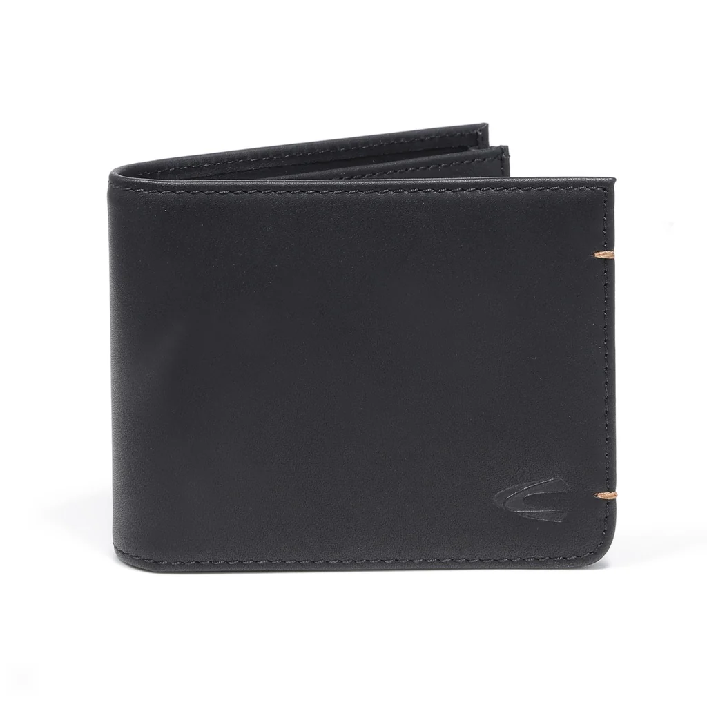 camel active Men's Genuine Cowhide Leather Bi Fold Wallet 6 Card Slots Wax Finished - Black ESW0807EC2#BLK - Image 2