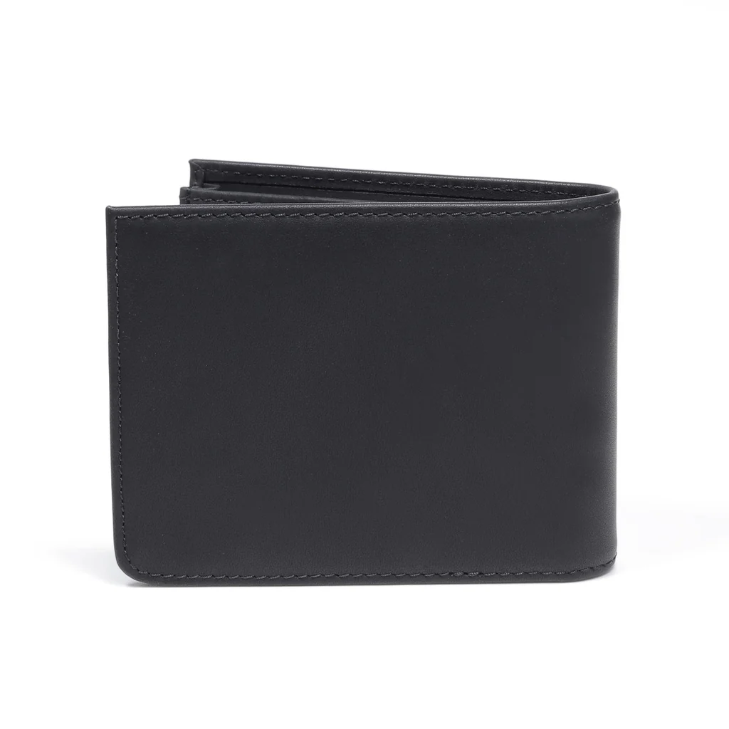 camel active Men's Genuine Cowhide Leather Bi Fold Wallet 6 Card Slots Wax Finished - Black ESW0807EC2#BLK - Image 3