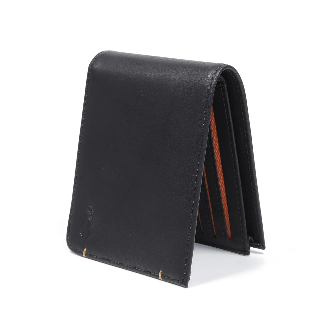 camel active Men's Genuine Cowhide Leather Bi Fold Wallet 6 Card Slots Wax Finished - Black ESW0807EC2#BLK - Image 5