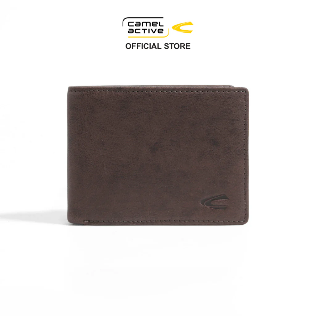 camel active Men's Genuine Cowhide Leather Bi Fold Wallet 8 Card Slots - Dark Brown SW3620SG3#DBN