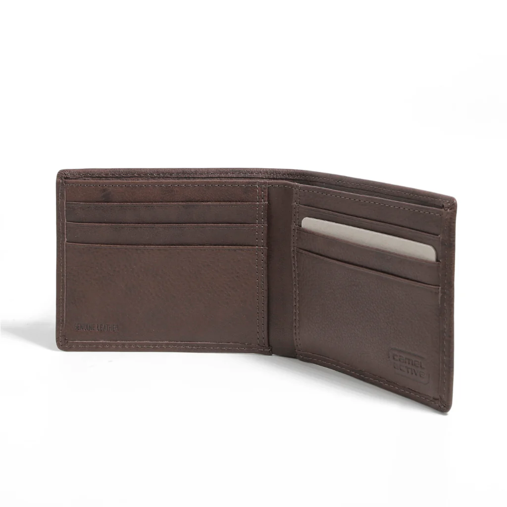 camel active Men's Genuine Cowhide Leather Bi Fold Wallet 8 Card Slots - Dark Brown SW3620SG3#DBN - Image 4