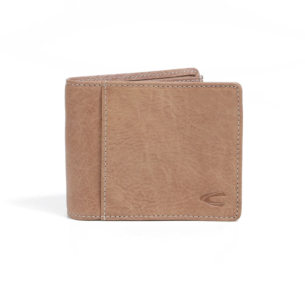 camel active Men's Genuine Cowhide Leather Bi Fold Wallet 8 Card Slots Drum Finished- Brown ESW9B11HBS9#BRN